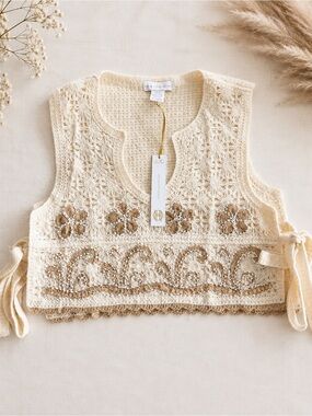 NWT House of Harlow 1960 Crochet Tie-Side Vest